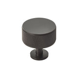 Matt Black 35mm Knurled Cupboard Knob | FTD703MB
