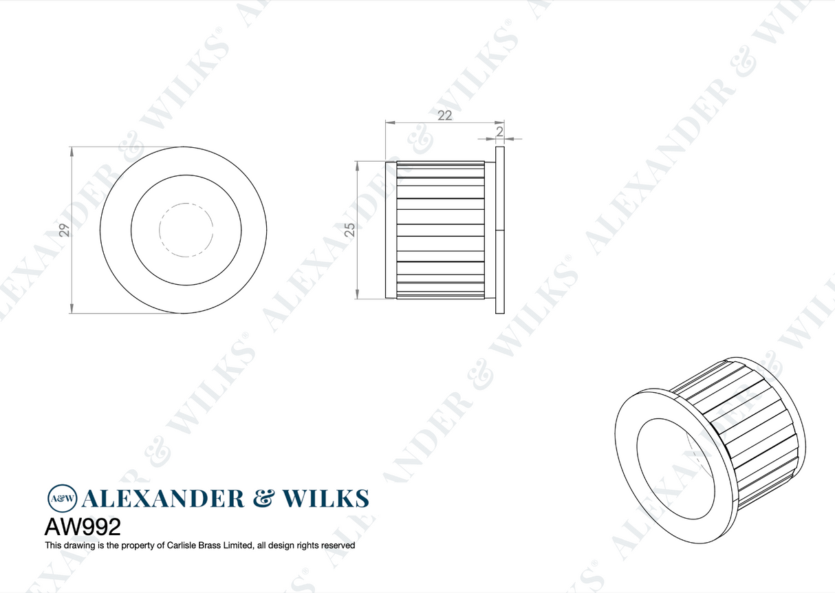 A&W Satin Nickel Round Sliding Door Finger Edge Pull  | AW992SN