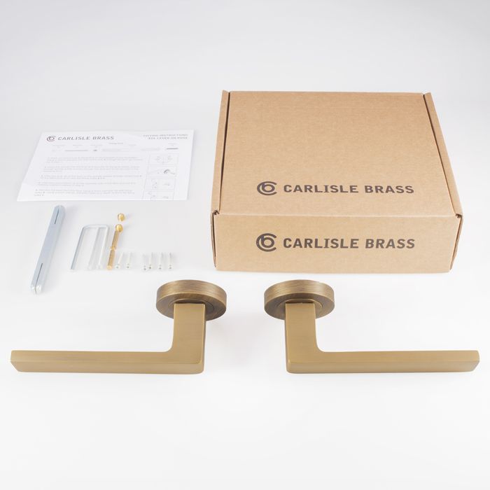 Set Antique Brass Sasso Lever Furniture on round rose | EUL010AB