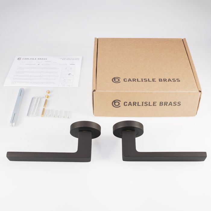 Set Matt Bronze Sasso Lever Furniture on round rose | EUL010MBRZ