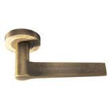 Antique Brass Velino Lever Handle on Round Rose | EUL020AB