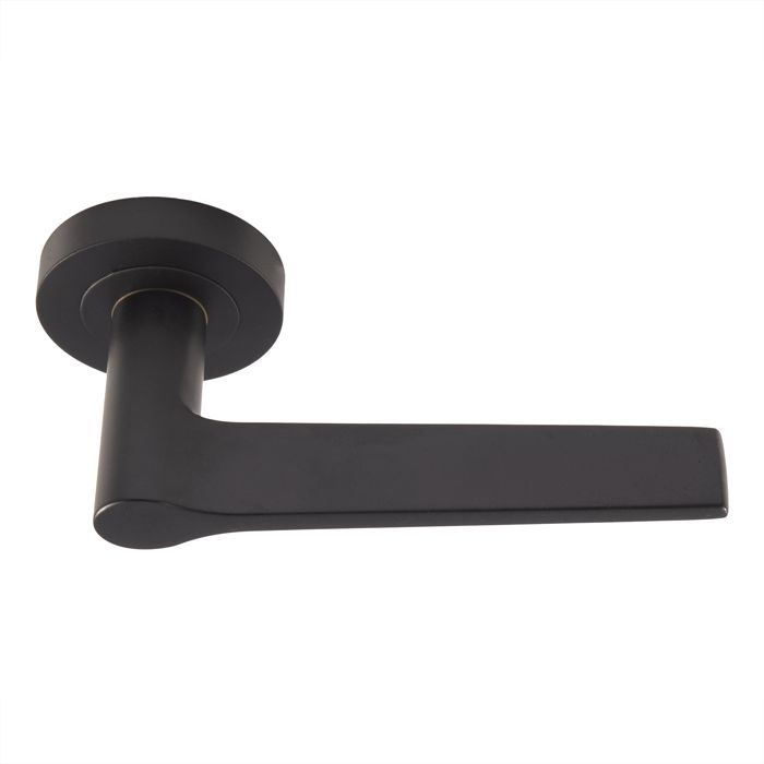 Matt Black Velino Lever Round on Round Rose | EUL020MB