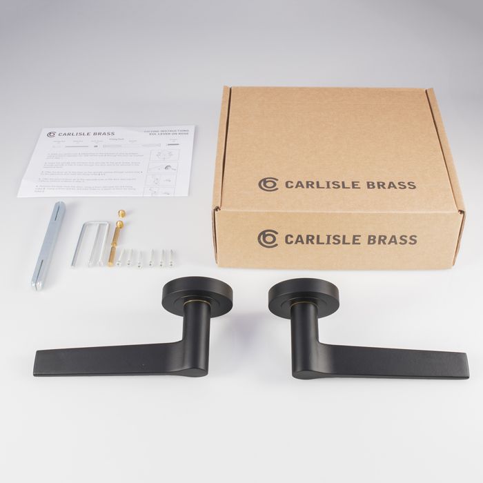 Matt Black Velino Lever Round on Round Rose | EUL020MB