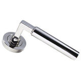 Set Polished Nickel Amiata Lever Furniture on round rose | EUL040PN