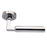 Set Polished Nickel Amiata Lever Furniture on round rose | EUL040PN