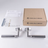 Set Polished Nickel Amiata Lever Furniture on round rose | EUL040PN