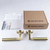 Set Satin Brass Amiata Lever Furniture on round rose | EUL040SB