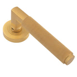 Satin Brass Terazzo Lever on Round Rose | EUL060SB