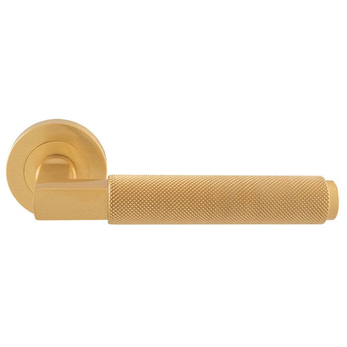 Satin Brass Terazzo Lever on Round Rose | EUL060SB