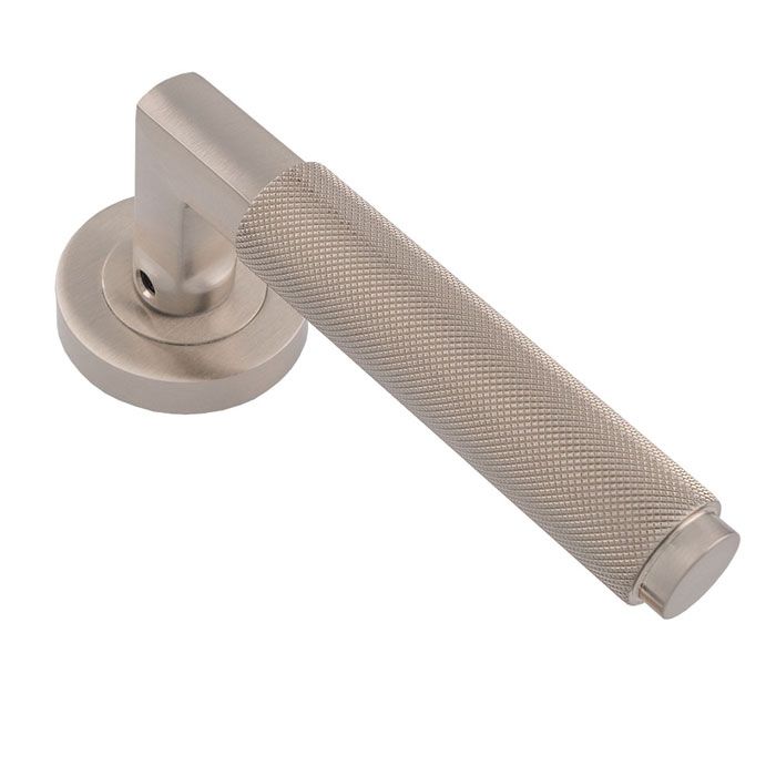 Satin Nickel Terazzo Lever on Round Rose | EUL060SN