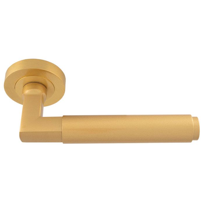 Satin Brass Masano Lever on Round Rose | EUL070SB