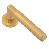Satin Brass Masano Lever on Round Rose | EUL070SB