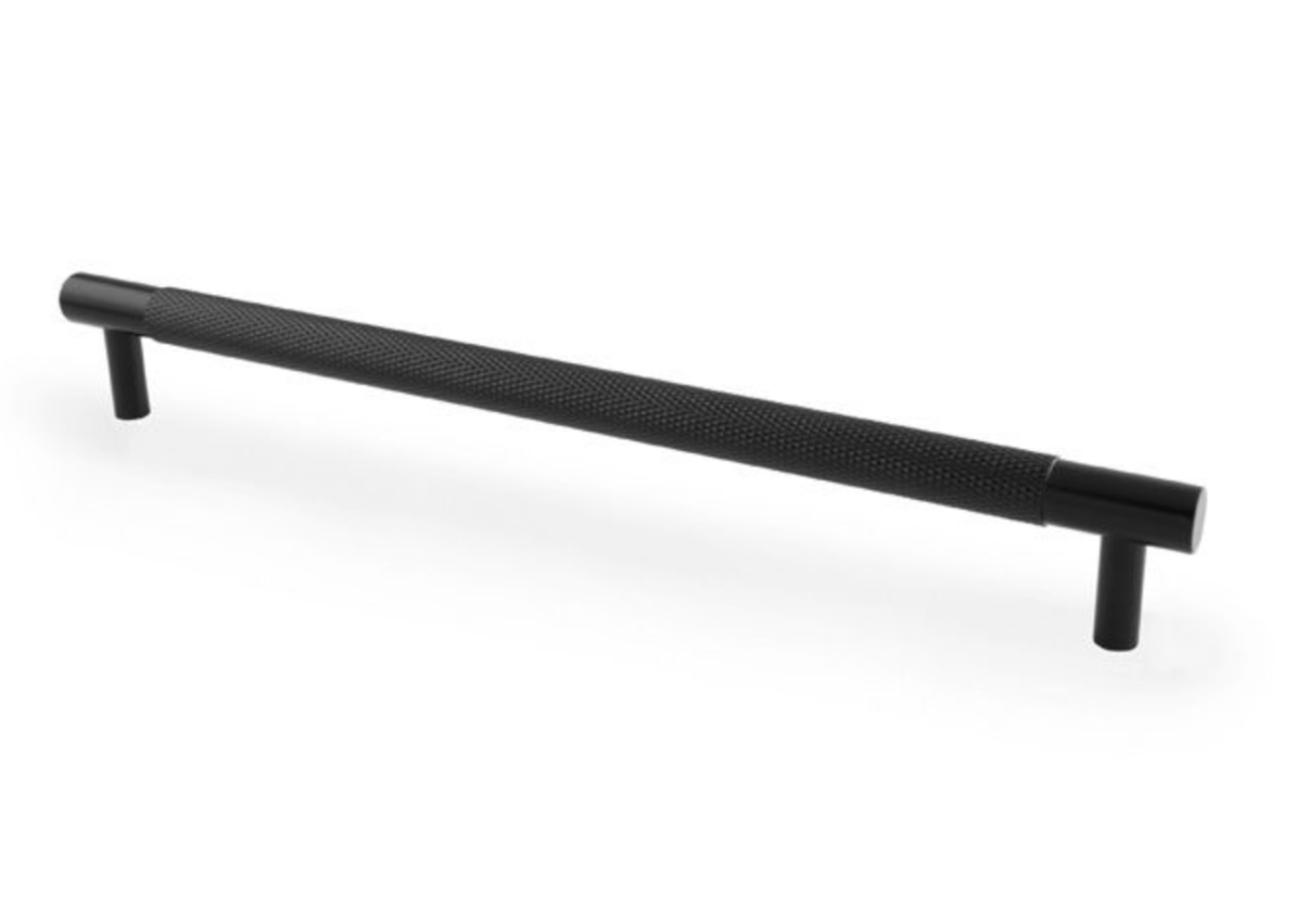 A&W Matt Black Brunel Knurled T Bar Pull Handle c/c 224mm