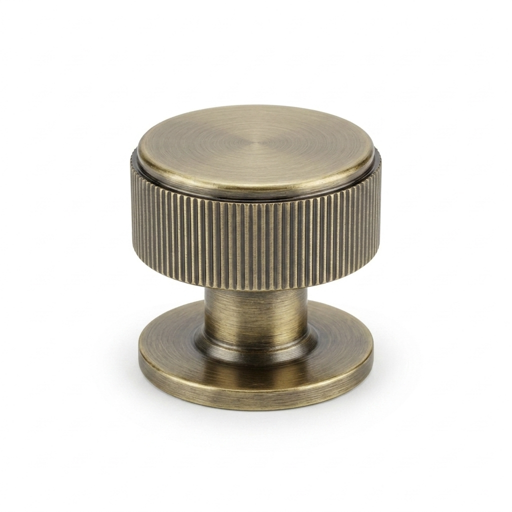 Pack 10 x Antique Brass Linear Cupboard Knob - 34mm dia.  |  IXC713AB