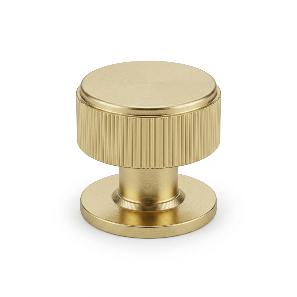 Pack 10 x Satin Brass Linear Cupboard Knob - 34mm dia.  |  IXC713SB