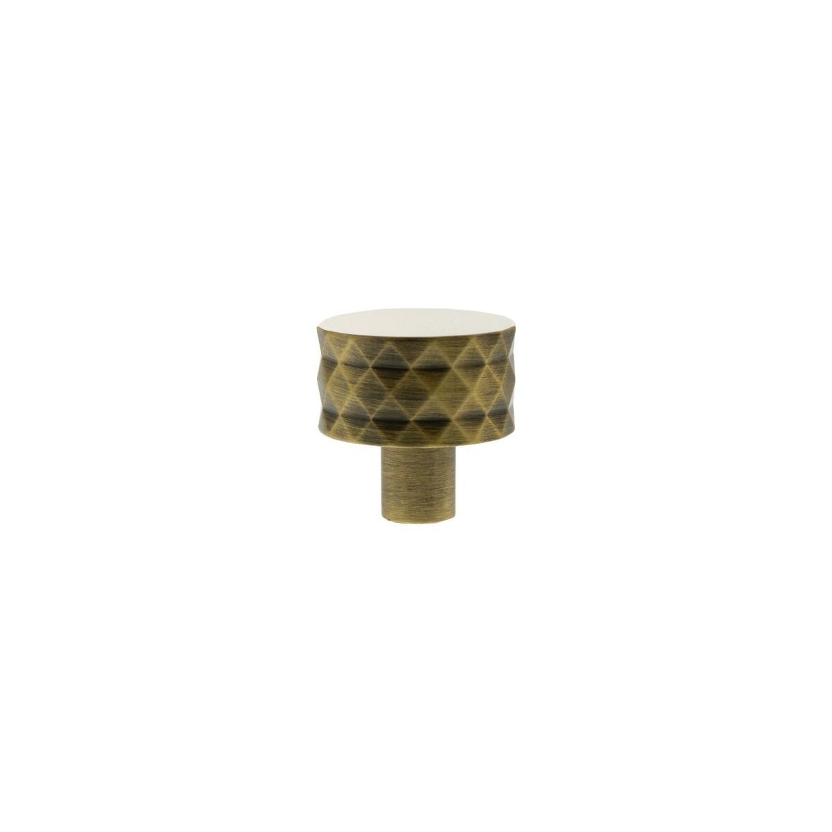 Millhouse Brass Antique Brass Chrysler Diamond Round Cabinet Knob  |  MHCD1530AB