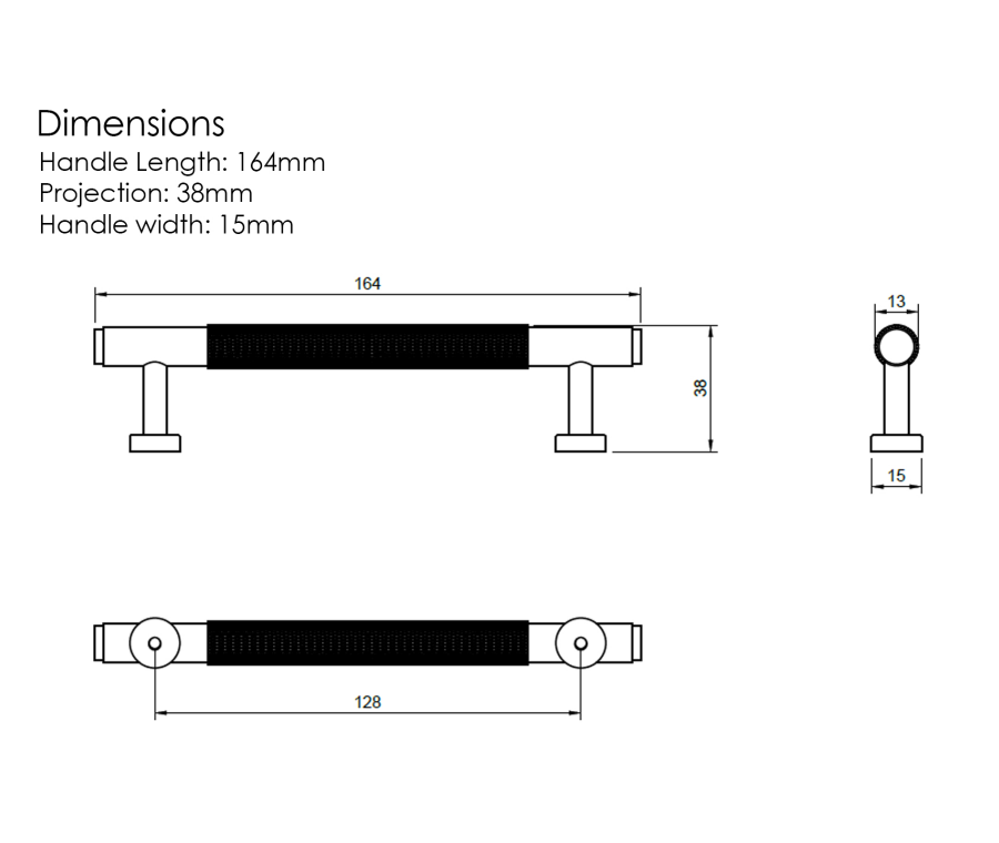 Millhouse Brass Urban Dark Bronze 128mm Eiffel Knurled T-Bar Cabinet Pull Handle  |  MHCK17128UDB