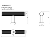 Millhouse Brass Matt Black Battersea Linear T-Bar Cabinet Knob  |  MHCL1675MB