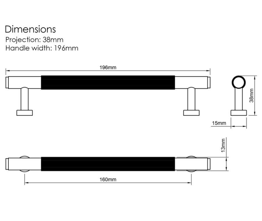 Millhouse Brass Antique Brass 160mm Battersea Linear T-Bar Cabinet Pull Handle  |  MHCL17160AB
