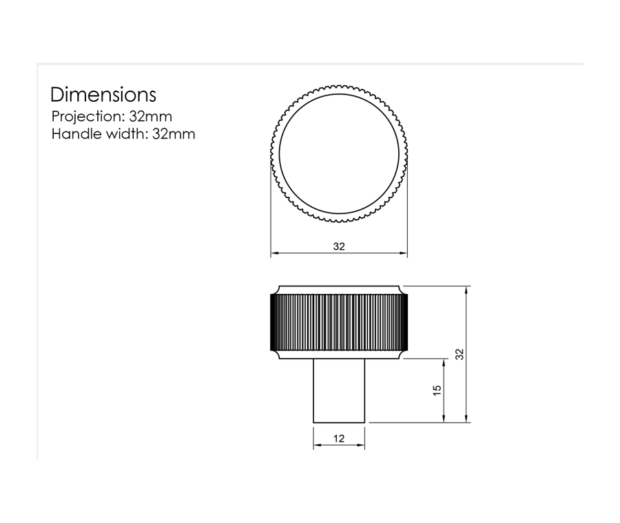 Millhouse Brass Matt Black Battersea Linear Round Cabinet Knob on Backplate  |  MHCLB1532MB