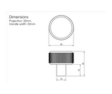 Millhouse Brass Matt Black Battersea Linear Round Cabinet Knob on Backplate  |  MHCLB1532MB