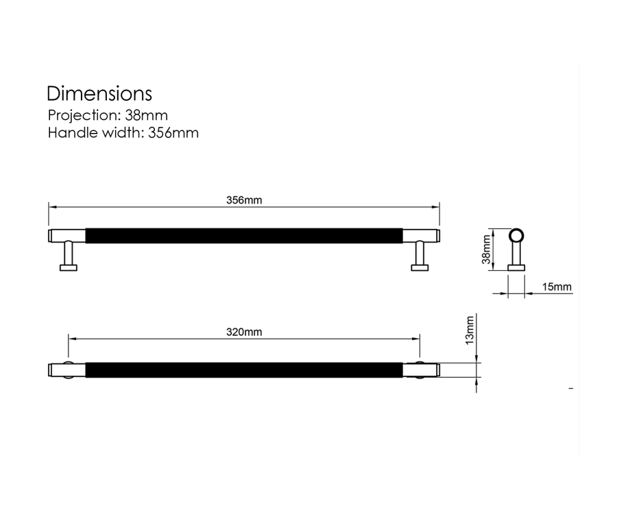 Millhouse Brass Urban Dark Bronze 320mm Battersea Linear T-Bar Cabinet Pull Handle on Backplate  |  MHCLB17320UDB