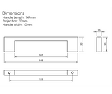 Millhouse Brass Satin Nickel 128mm Empire Slim Cabinet Pull Handle  |  MHCN17128SN