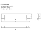 Millhouse Brass Matt Black 160mm Empire Slim Cabinet Pull Handle  |  MHCN17160MB