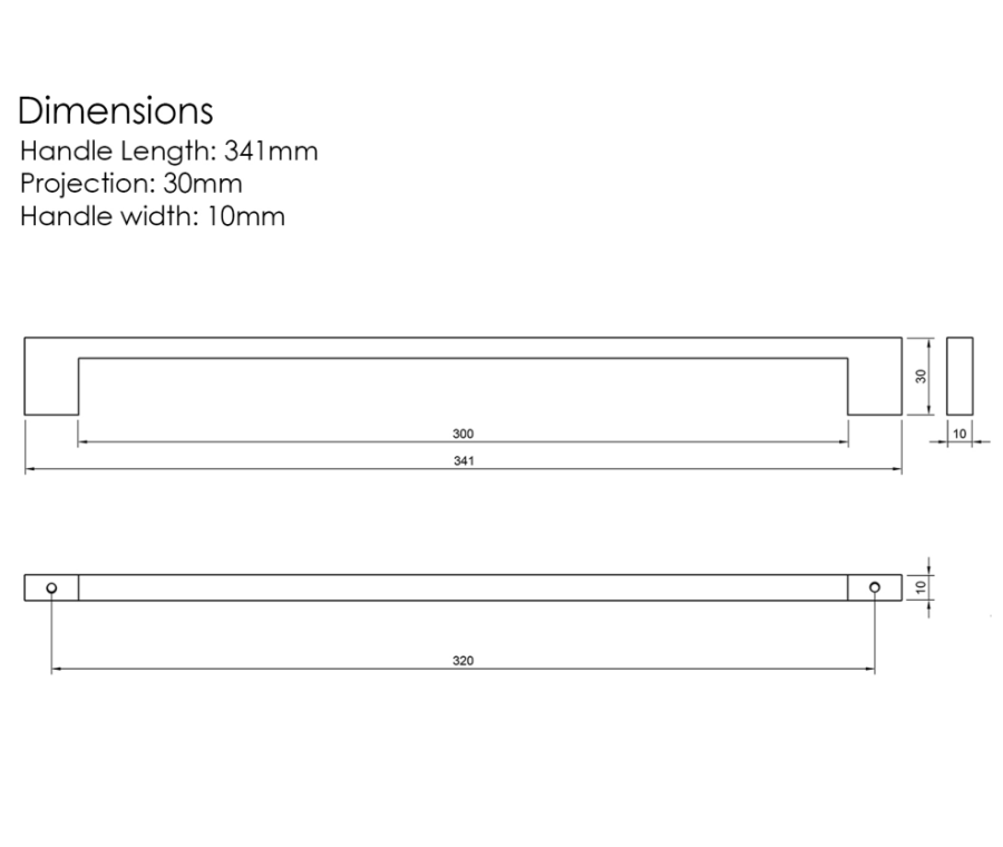 Millhouse Brass Antique Brass 320mm Empire Slim Cabinet Pull Handle  |  MHCN17320AB