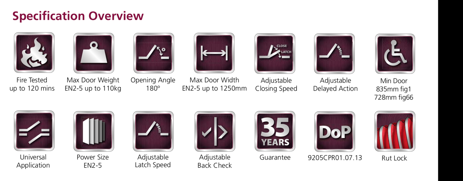 Rutland Light Bronze Designer Overhead Door Closer | TS9205LB (12130)