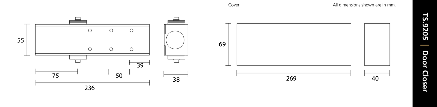 Rutland Polished Stainless Steel Designer Overhead Door Closer | TS9205PSS (11752)