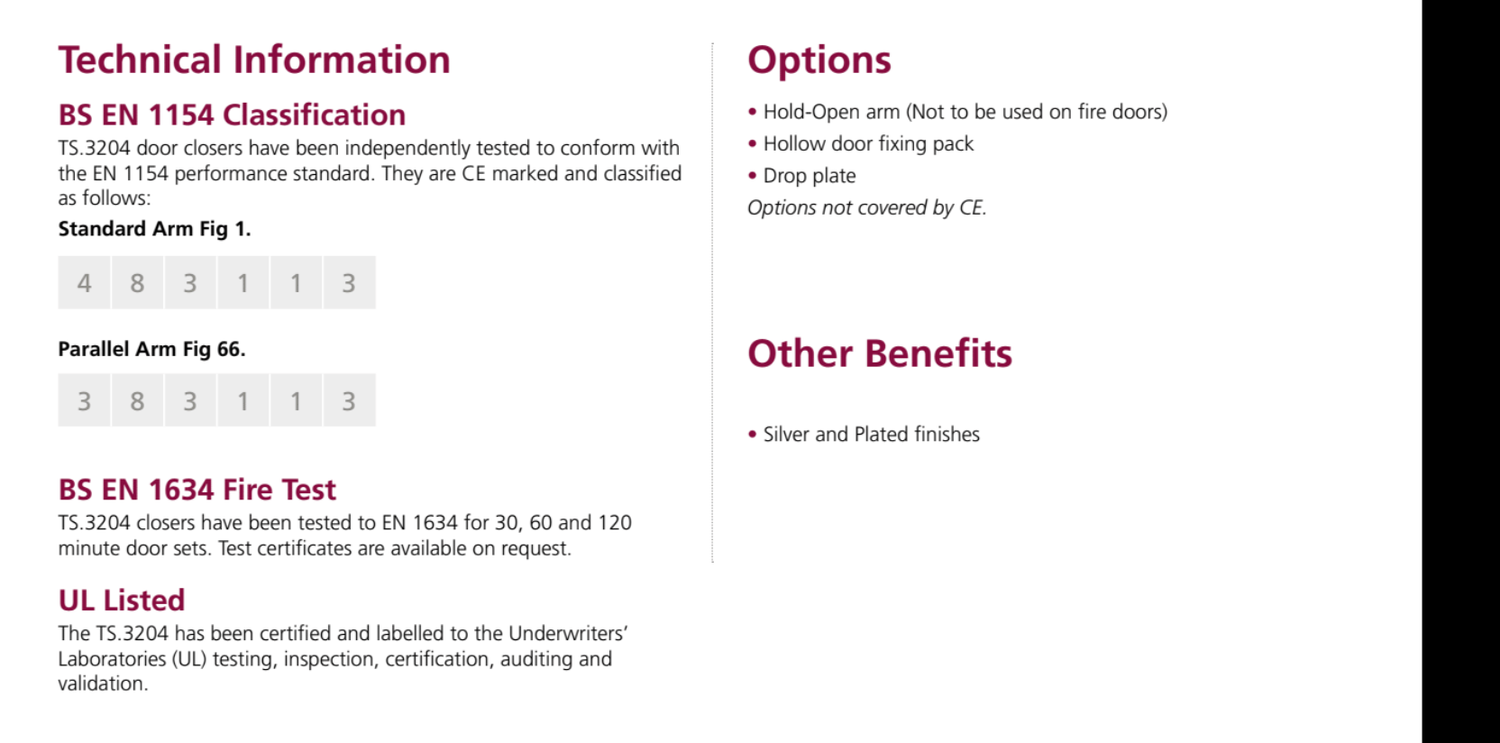 Rutland Satin Brass Contract Overhead Door Closer | TS.3204 SB (11953)