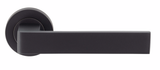 Set Matt Black Sasso Lever Furniture on round rose | EUL010MB