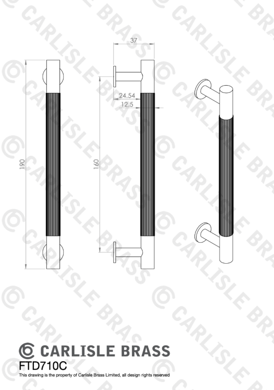 Anthracitre 190mm Lines Pull Handle | FTD710CANT