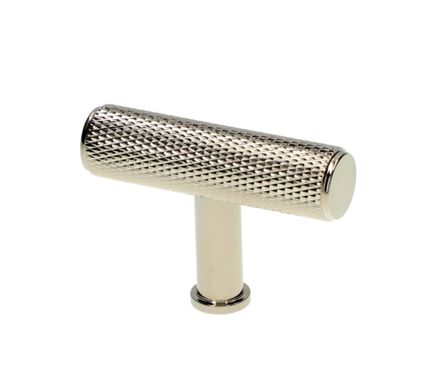 Alexander and Wilks Polished Nickel Crispin Knurled T Bar Cupboard Knob