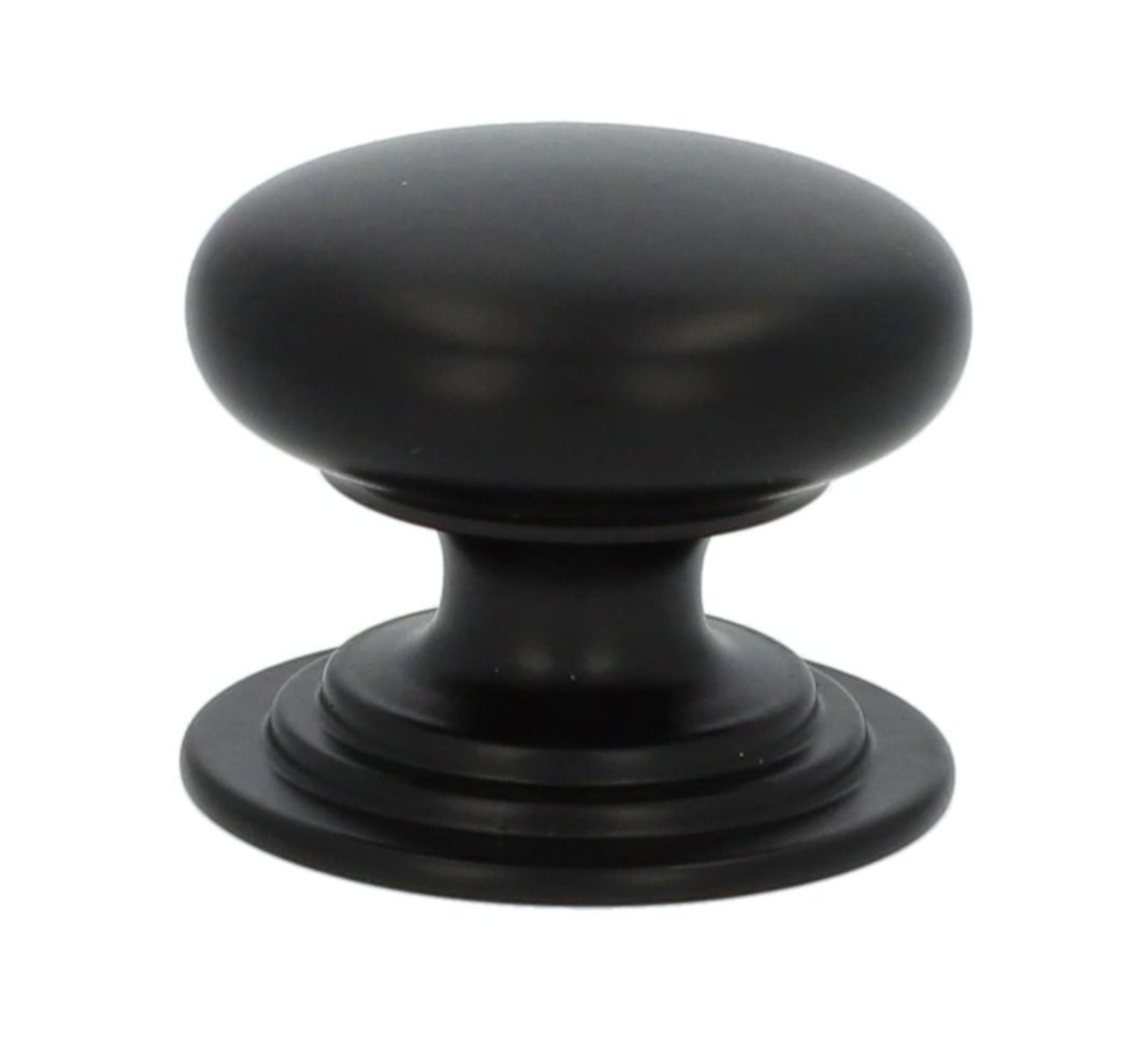 A&W Black 38mm Round Cupboard Knob on Stepped Rose | AW825-38-BL