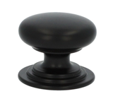 A&W Black 38mm Round Cupboard Knob on Stepped Rose | AW825-38-BL