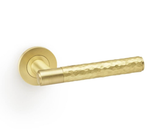 A&W Satin Brass Spitfire Hammered Lever on rose | AW223SB