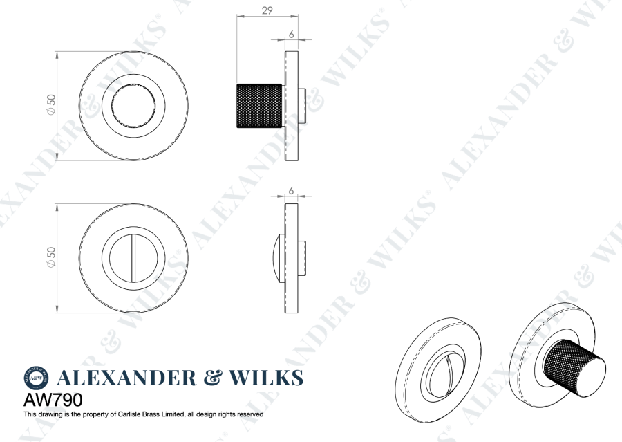 Alexander & Wilks Polished Nickel PVD Knurled Turn and Release | AW790PNPVD