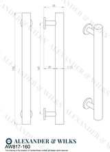 A&W Leila Matt Black 160mm Hammered T Bar Pull Handle | AW817-160-BL