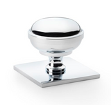 Alexander and Wilks 38mm Quantock Polished Chrome Cupboard Knob on Square Backplate