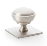 Alexander and Wilks 38mm Quantock Satin Nickel Cupboard Knob on Square Backplate