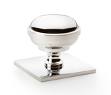 Alexander and Wilks 38mm Quantock Polished Nickel Cupboard Knob on Square Backplate