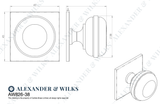 Alexander and Wilks 38mm Quantock Satin Nickel Cupboard Knob on Square Backplate