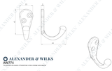 Alexander & Wilks Unlaquered Brass Victorian Single Robe Hook | AW774PBU