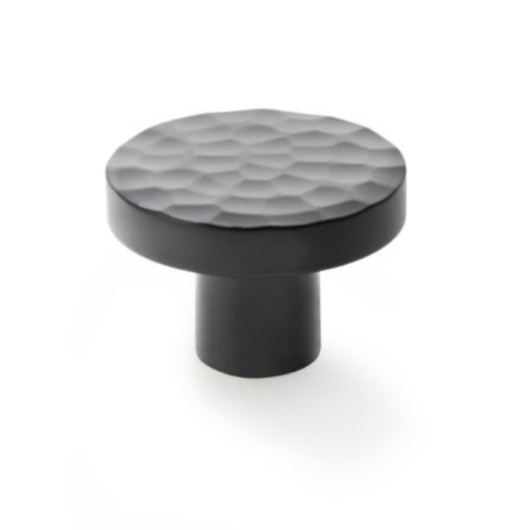 A&W Black 38mm Hanover Hammered Cupboard Knob | AW820-38-BL