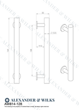 A&W Satin Nickel Round T Bar Cupboard Pull Handle c/c 128mm | AW814-128-SN