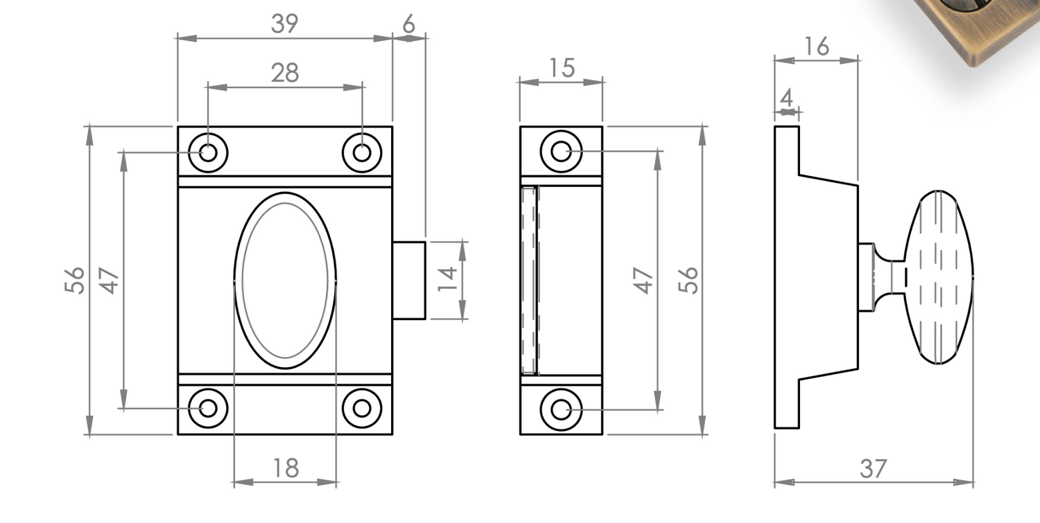 Alexander and Wilks Dark Bronze Cupboard Latch | AW730DBZPVD