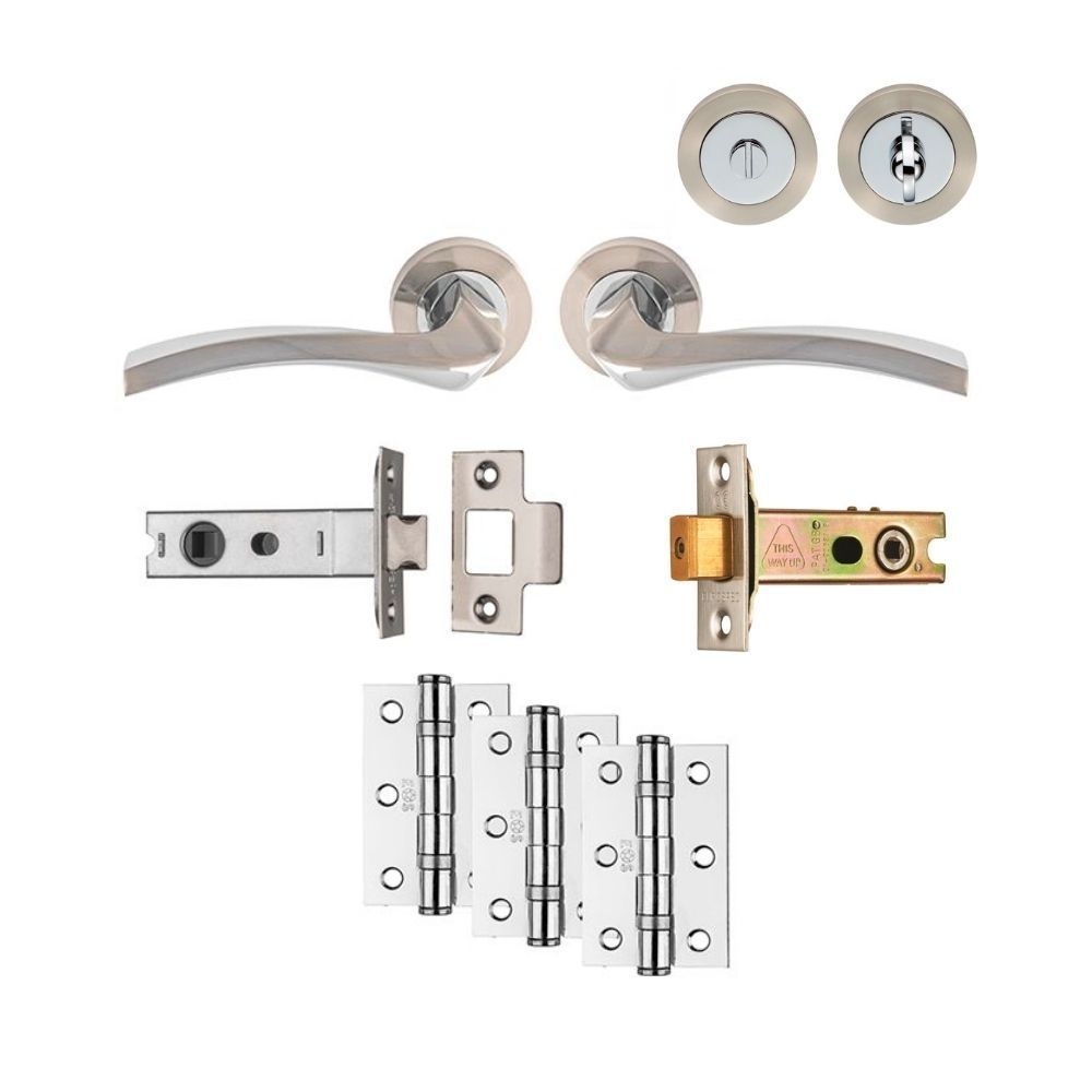 Satin Nickel / Polished Chrome Sines Bathroom Pack - Ultimate Door Pack