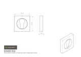 Serozetta Polished Chrome 51mm Euro Cylinder Profile Square Escutcheon | SZM001SQCP